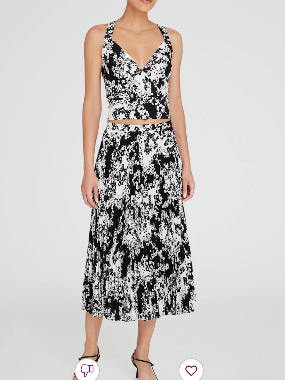 CLUB MONACO Black & White Abstract Print Pleated Midi Skirt  set - Women size 4